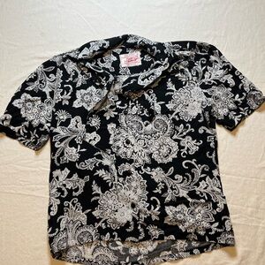 Pendleton Black and White Button Down Blouse with Vintage Pattern